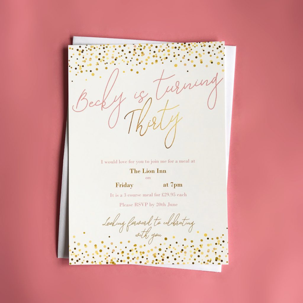 Pink and Gold Party Invitations Designed by Joe