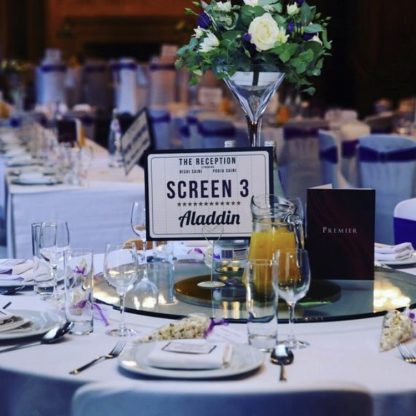 cinema table sign