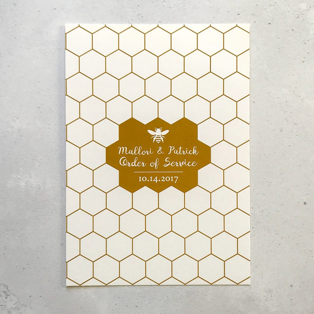 Honey Bee Order of Service Cards Designed by Joe