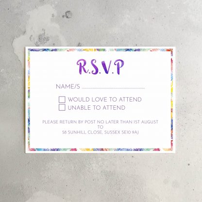 Feathers rsvp card