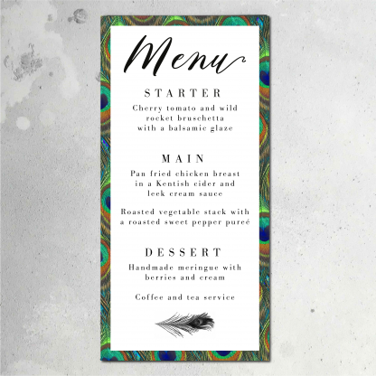 Peacock menu