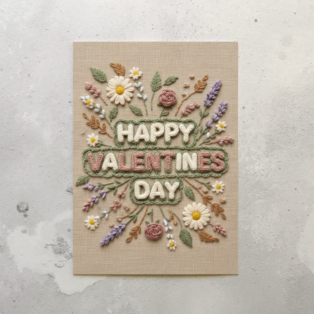 Crochet valentines day card