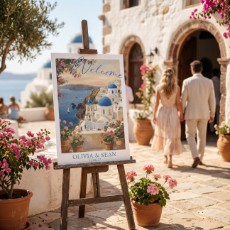 Santorini Welcome sign